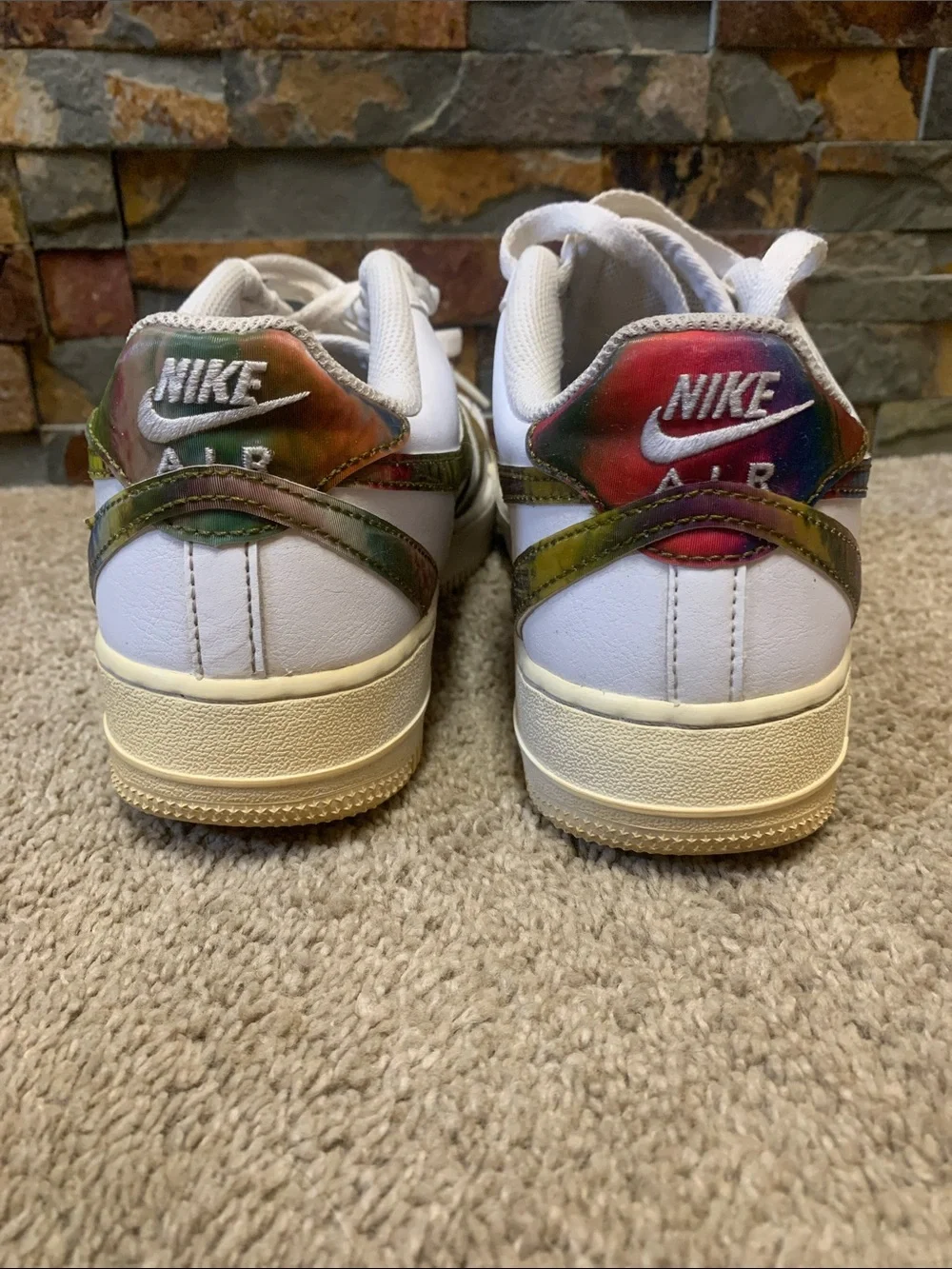 RARE Nike Kids 6.5 / woman’s 7.5 vintage Iridescent misplaced Swoosh bts